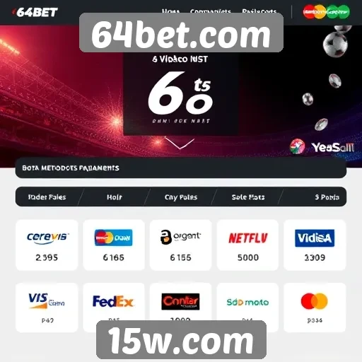 Métodos de pagamento aceitos no 64bet.com